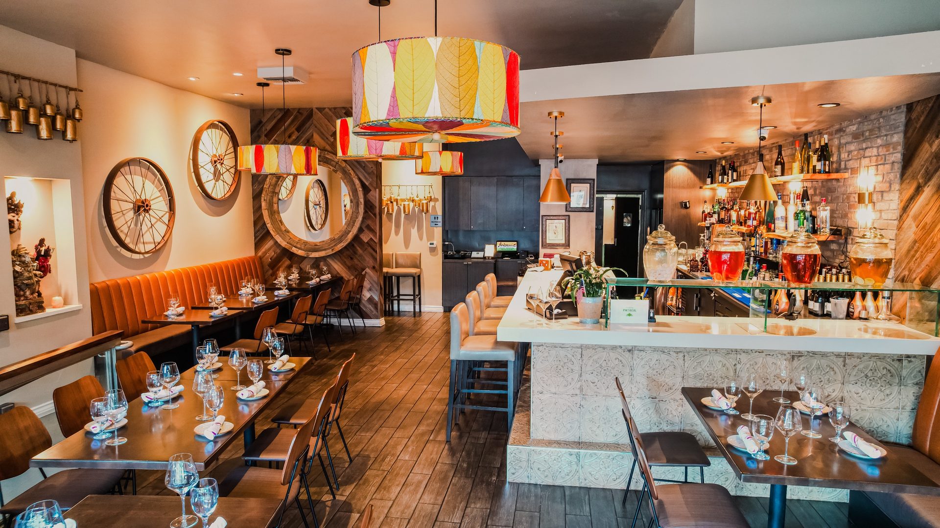 Ambrosia India Bistro dining room and bar